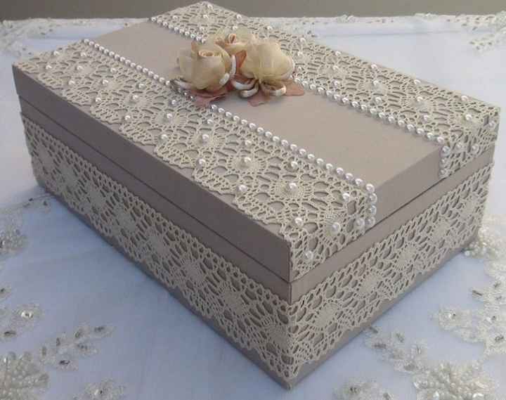 Essa caixa pode clássica,rústica chic ou vintage....pintada com aplicação de renda e pérolas e algum