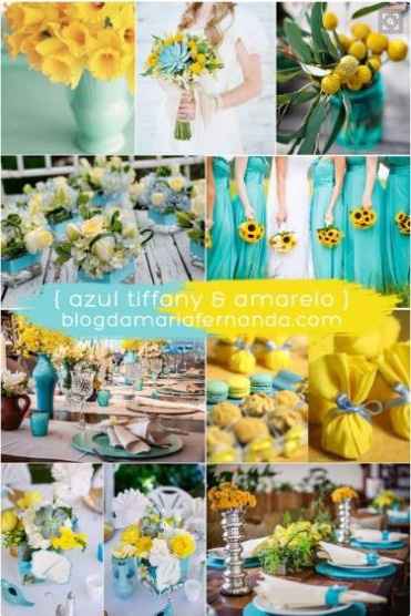 Azul tiffany e amarelo