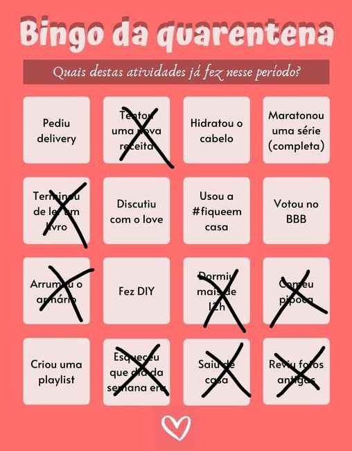 Bingo da quarentena: quem se atreve? #NoivasEmCasa - 1