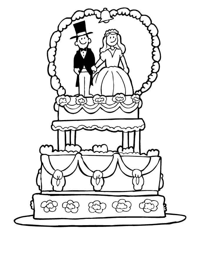 Desenho de Bolo de casamento para colorir