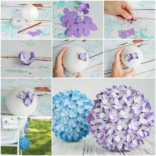 Diy flores de papel, buque de papel e bola de flores - 9