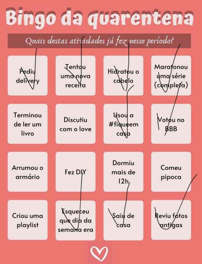 Bingo da quarentena: quem se atreve? #NoivasEmCasa - 1