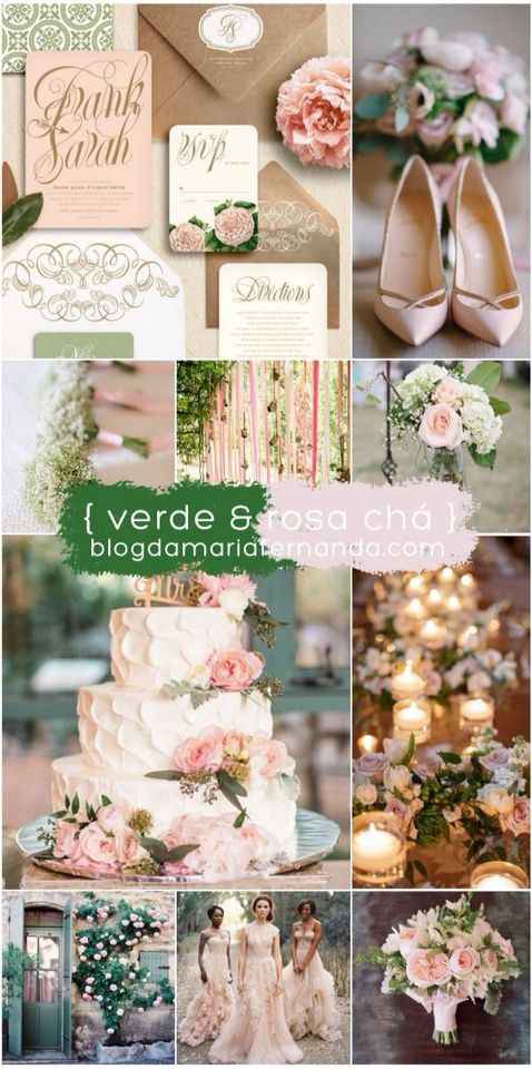 Paleta de cores: Rosa cha e verde