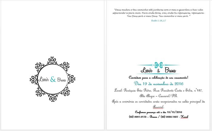 Convite que eu fiz usando o Design Mantic e o Word