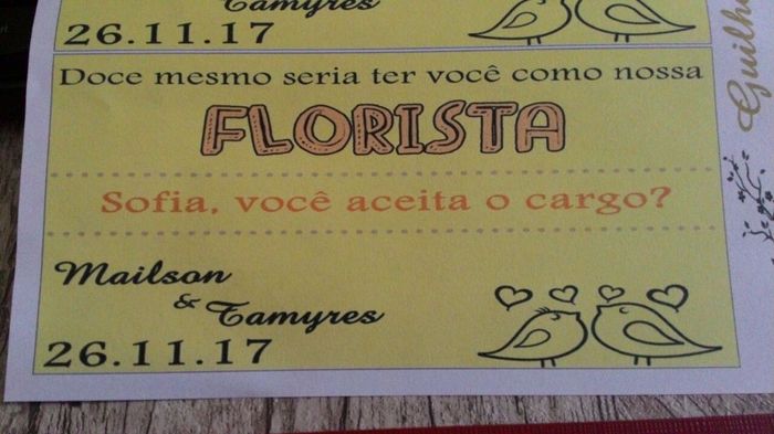 Mensagem Florista/Daminha/Pajem/Madrinhas/Padrinhos