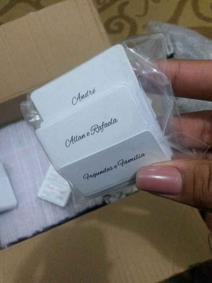 Tags com os nomes para quem endereçamos os convites