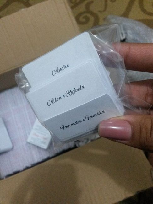 Tags com os nomes para quem endereçamos os convites