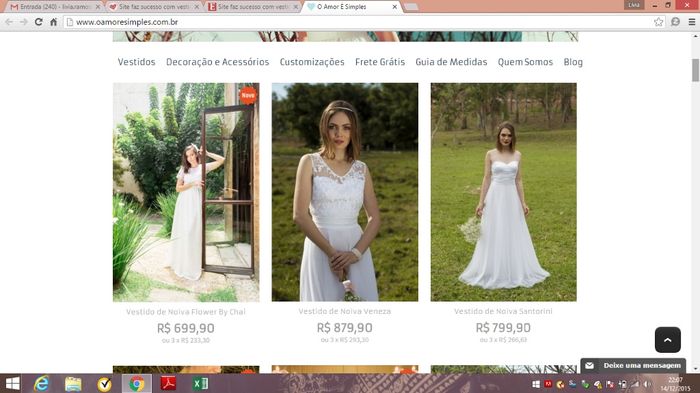 Esses são os primeiros vestidos que aparecem.