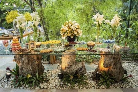 decoração azul e amarelo