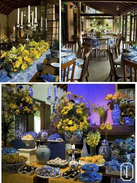 Decoração azul e amarelo