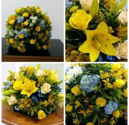 decoração azul e amarelo