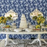 decoração azul e amarelo