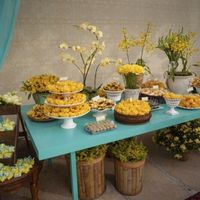 decoração azul e amarelo
