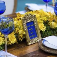 decoração azul e amarelo