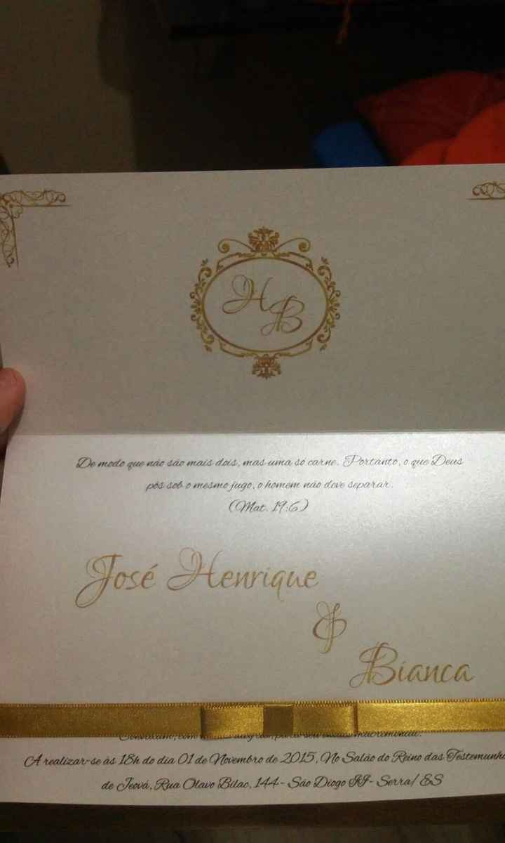  A arte do convite que mandamos pra eles, tem os nomes dos nossos pais embaixo e pedido de confirmaç