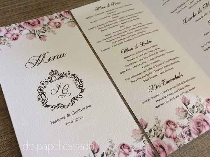 Menu de casamento - Dobravel