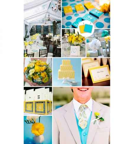 Casamento Azul turquesa e amarelo