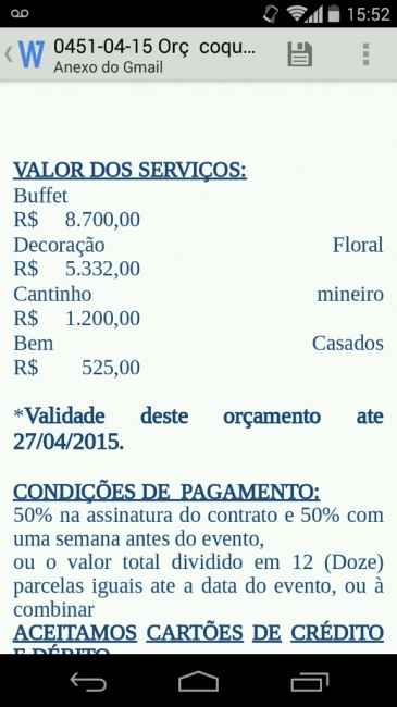 Orçamento do buffet - 1