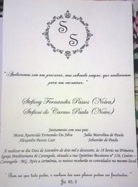 Convite por dentro.
