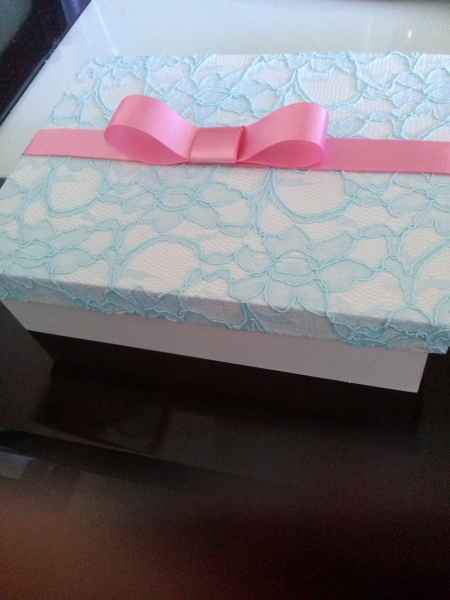 Aplicando renda na caixa dos padrinhos - diy  - 7