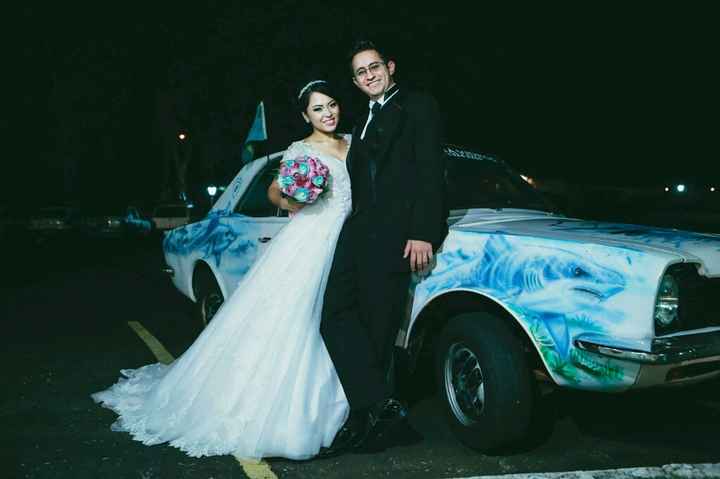 Nossa chegada no casamento #carro azul e rosa - 1
