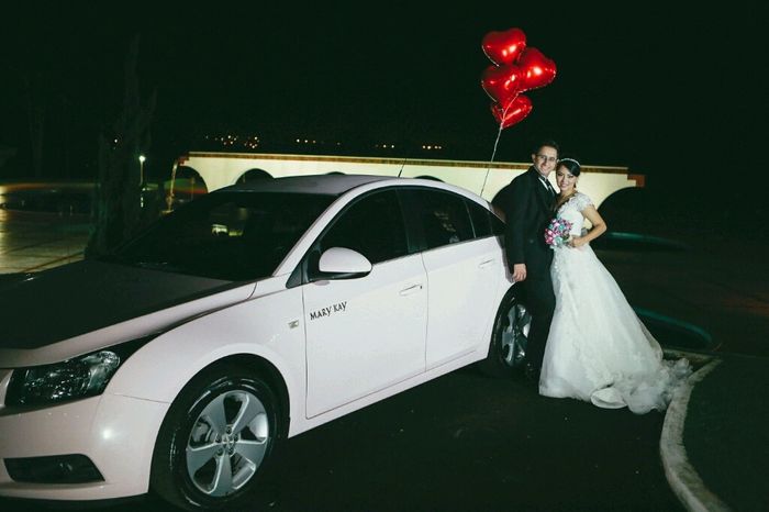 Nossa chegada no casamento #carro azul e rosa - 2