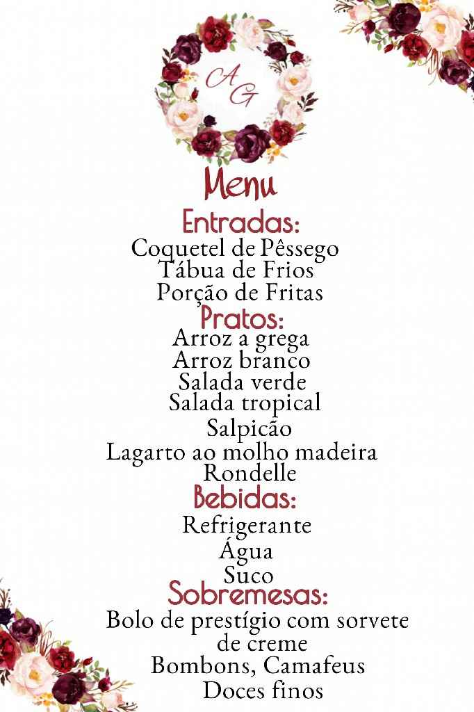 Menu impresso - 1