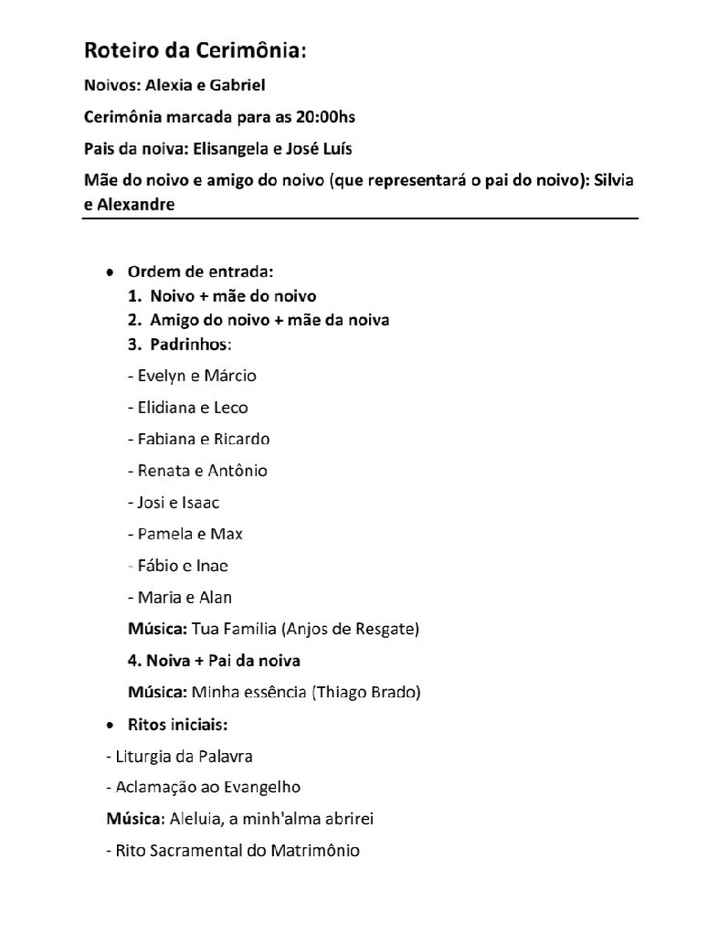 Roteiro de cerimônia - 1