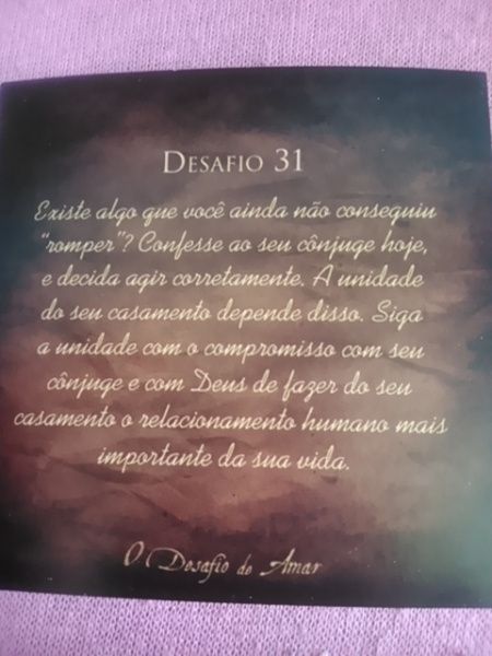 O desafio de amar - dias 25 ao 31 -semanal - 7