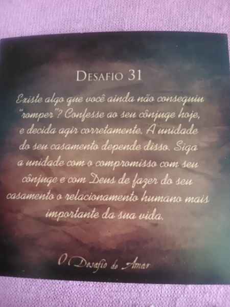O desafio de amar - dias 25 ao 31 -semanal - 7