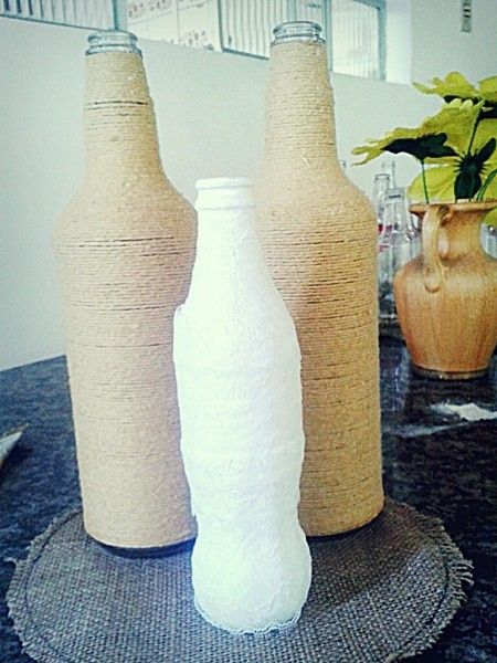 Decoração com Garrafas de vidro e barbante! #façavocemesma - 1