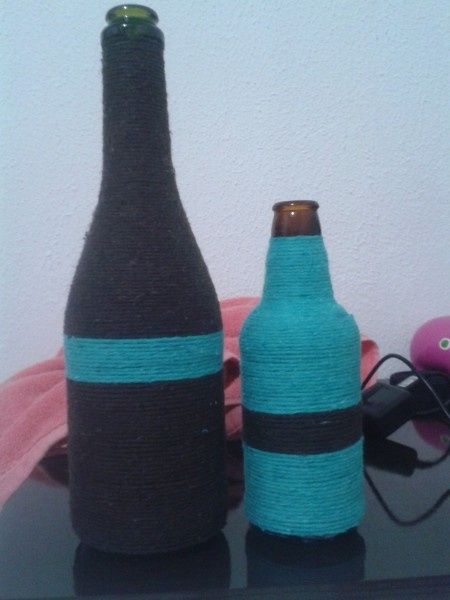 Decoração com Garrafas de vidro e barbante! #façavocemesma - 1