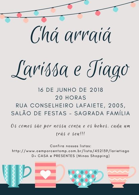 Convite chá arraiá - 1