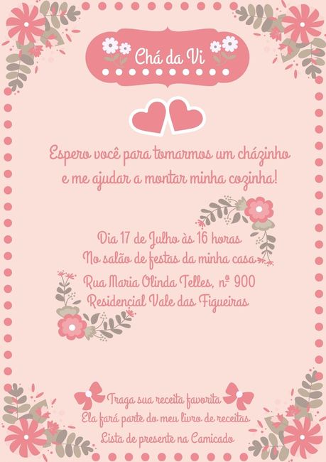 Convite chá de panela