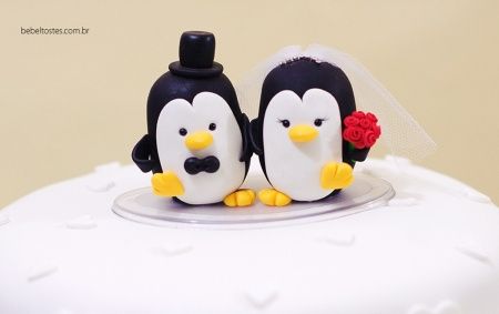 Topo de bolo - Pinguins