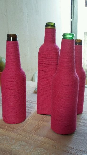 Enfeite de mesa,  garrafas de vidro. - 2