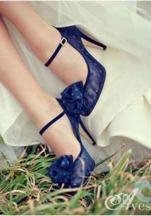 Sapato de Noiva Azul Marinho