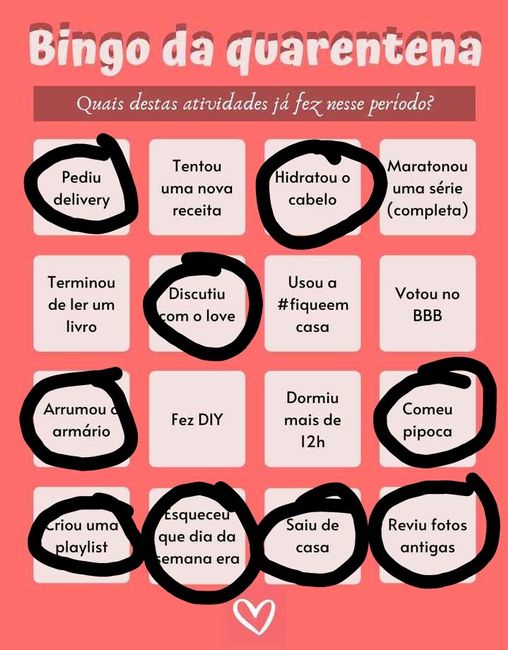 Bingo da quarentena: quem se atreve? #NoivasEmCasa - 1