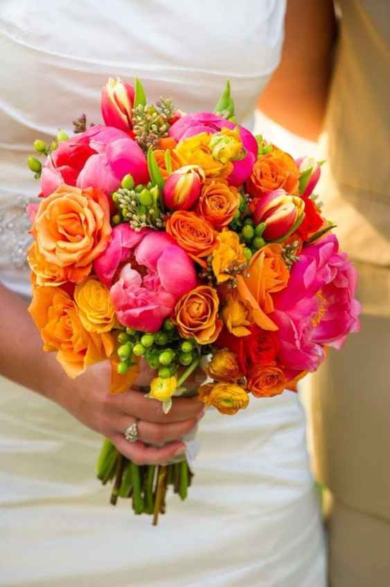Inspiração buquê laranja + rosa