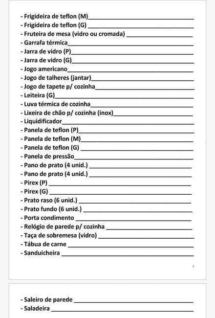 Lista de Cha de Casa - 3