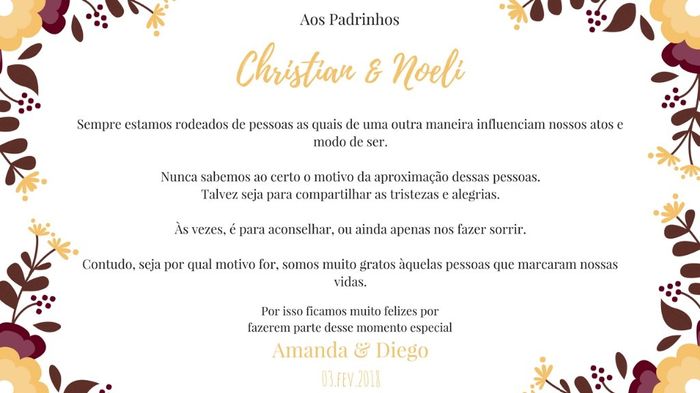 Agradecimento padrinhos