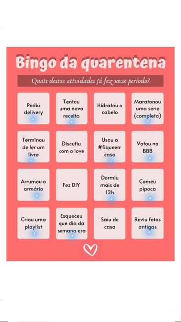 Bingo da quarentena: quem se atreve? #NoivasEmCasa 25