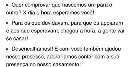 Frases para o convite - sugestões? - 2