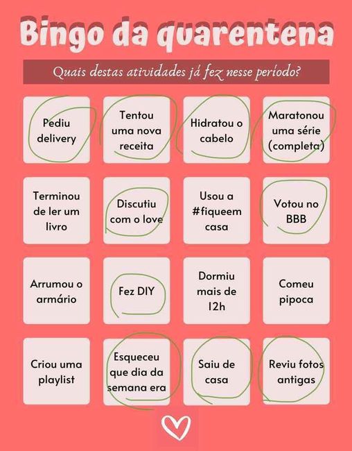 Bingo da quarentena: quem se atreve? #NoivasEmCasa - 1