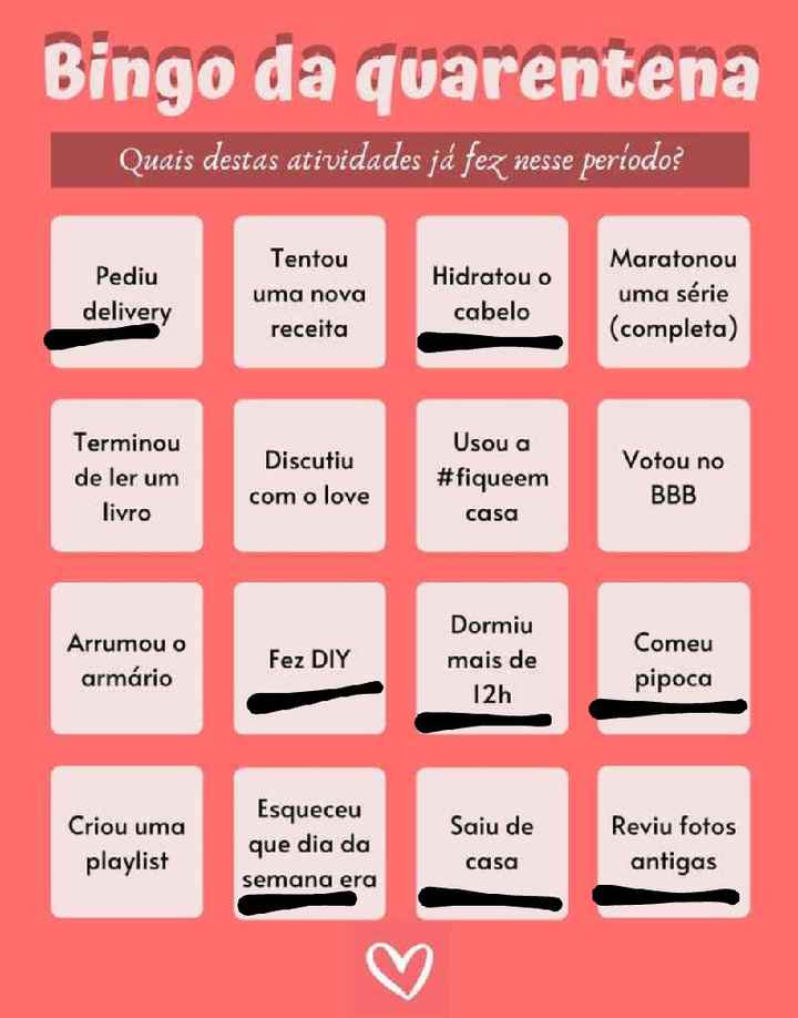 Bingo da quarentena: quem se atreve? #NoivasEmCasa - 1