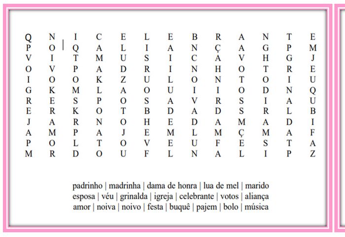 Brincadeira Caça Palavra