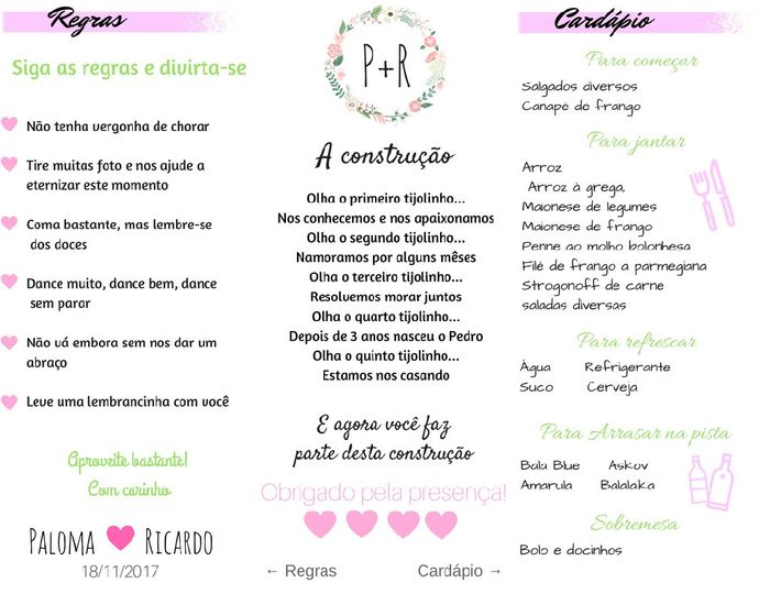 Menu/cardápio diy #vemver - 2