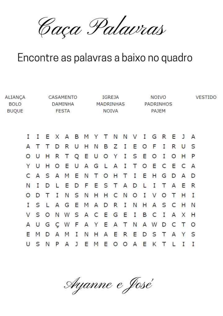 Parte 2 - Caça palavras
