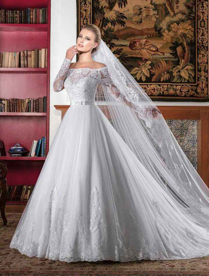  Vestido de noiva com mangas - 1