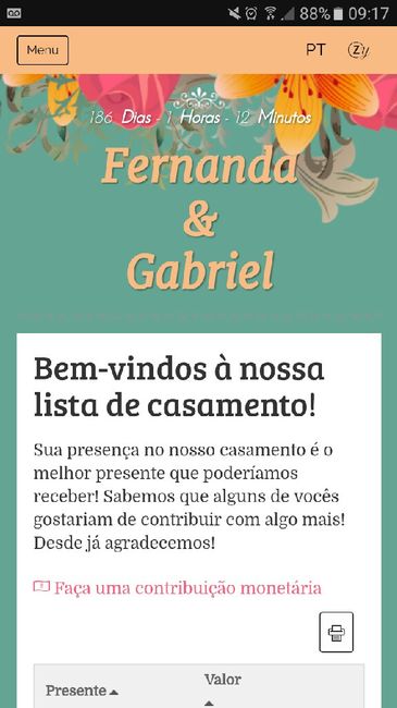 Lista de presentes ou dinheiro 1
